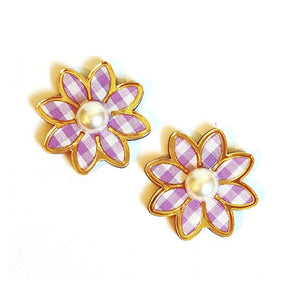 Gingham Daisy Statement Studs (More Colors)