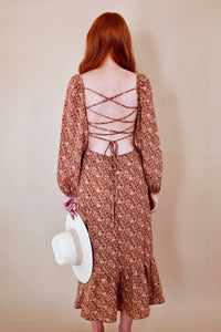 Maddie Brown Floral Midi Dress