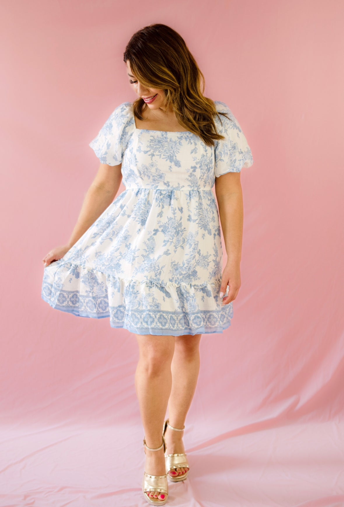 Kate Light Blue and White Short dress