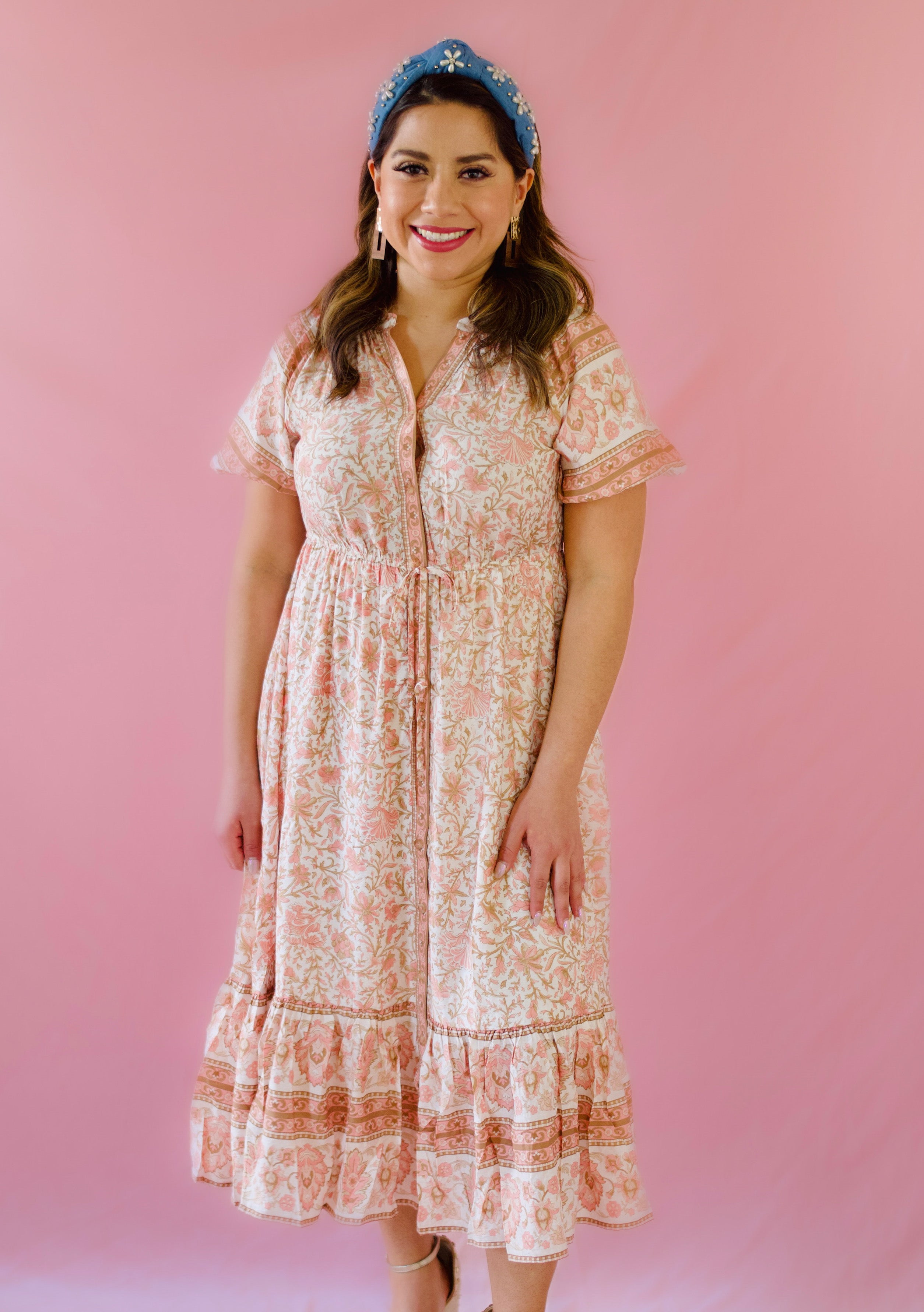 Boho Button Midi Dress