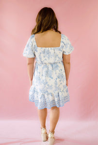 Kate Light Blue and White Short dress