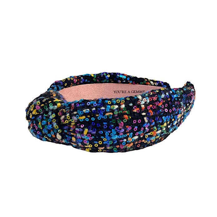 Rainbow Tweed Topknot Headband