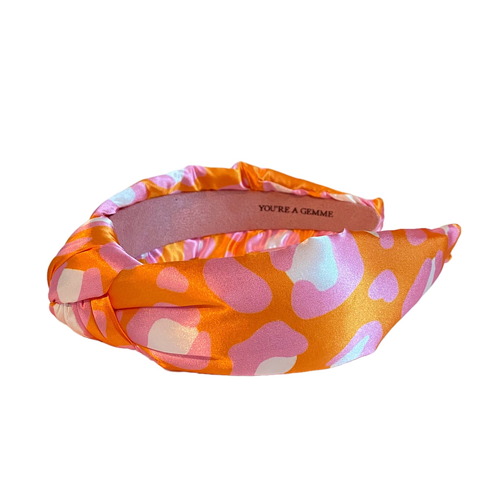 Pink & Orange Leopard Print Satin Knotted Headband