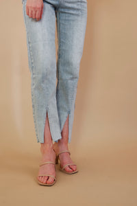 High Rise Ankle Slit Denim