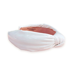 White Patent Leather Topknot Headband