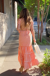 Isabelle Orange Gingham Dress