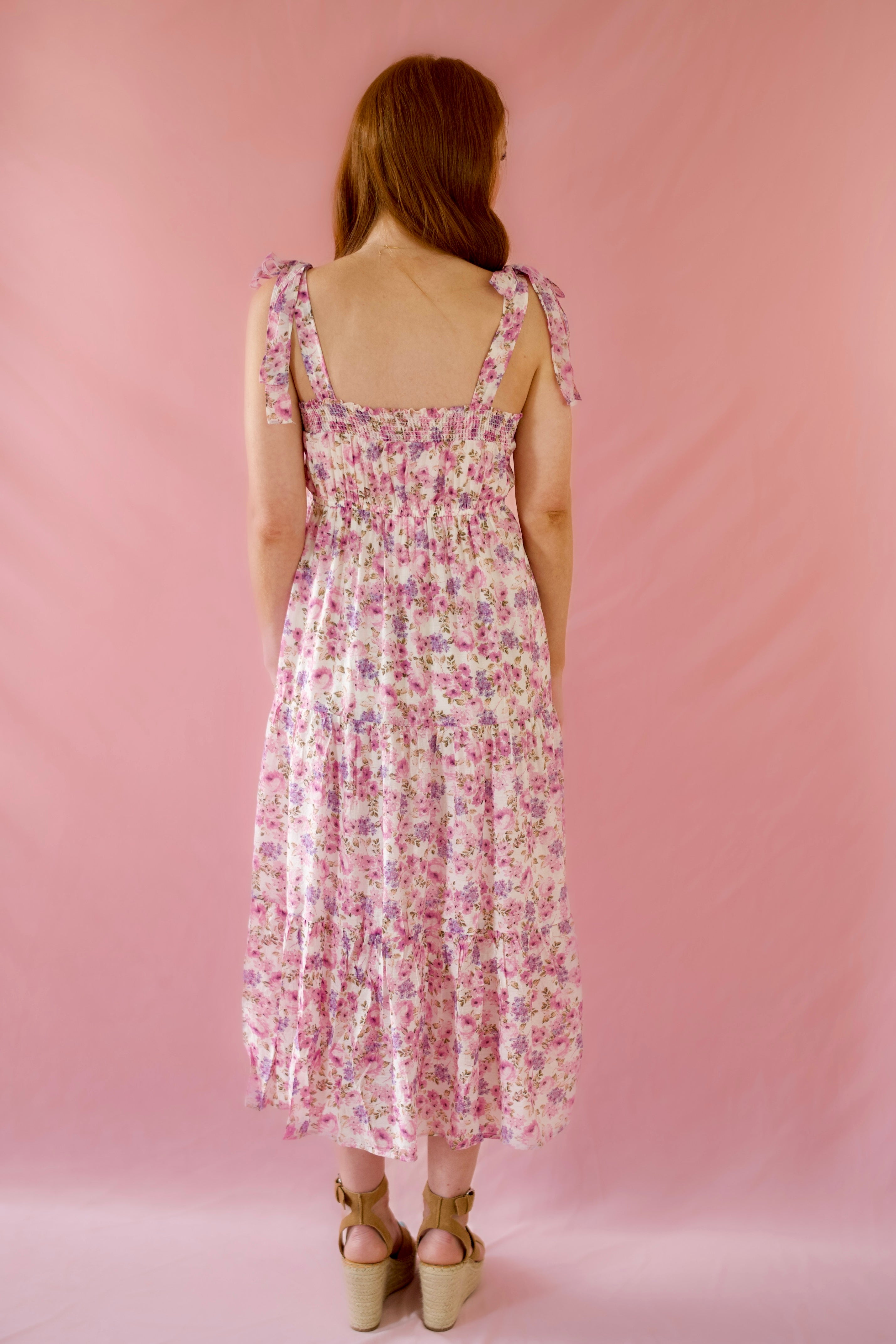 Lia Lilac Floral Midi Dress