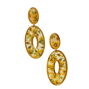 Sample Sale Piper Yellow Fall Floral Print Earrings