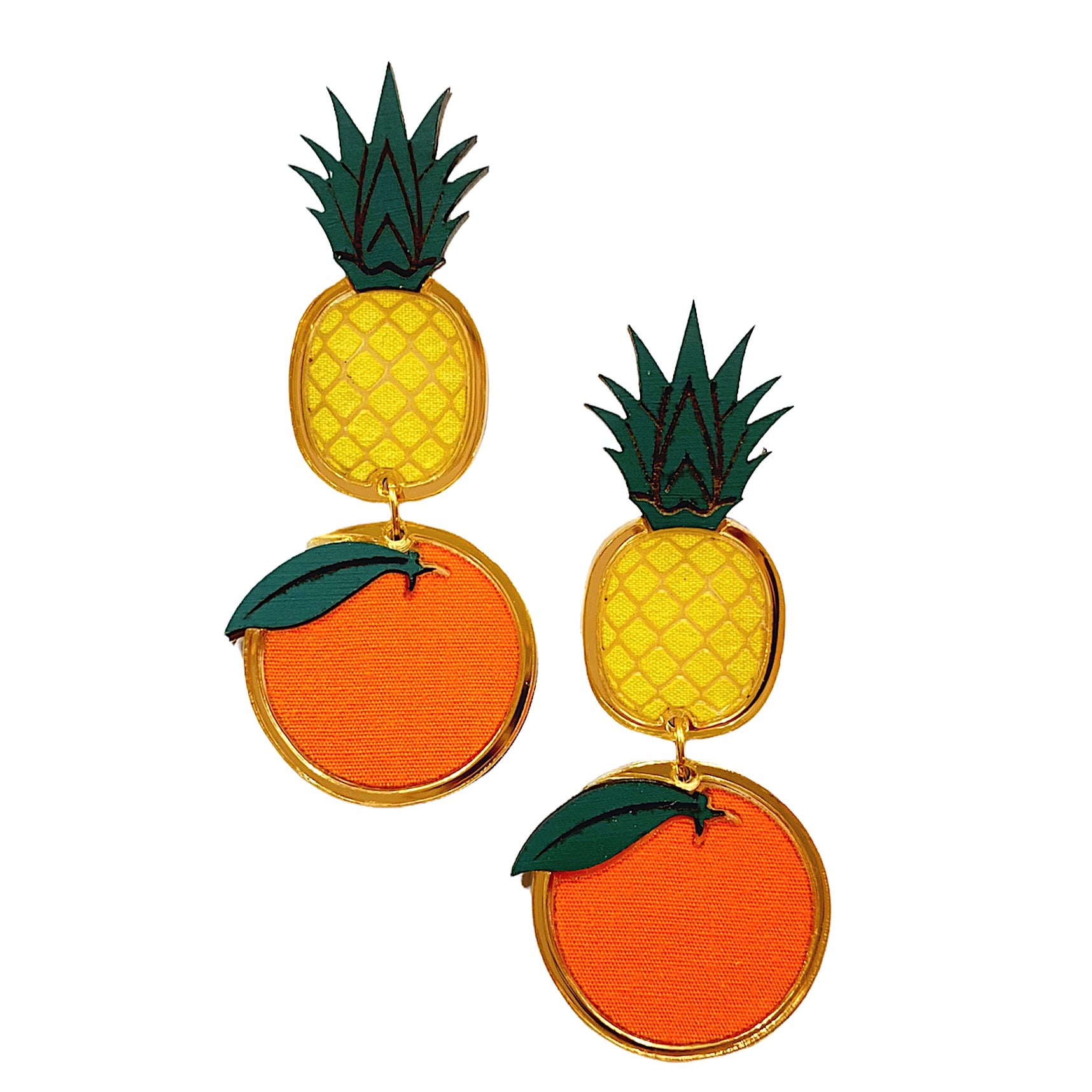 Gwendolyn Pineapple and Orange Dangle Earrings