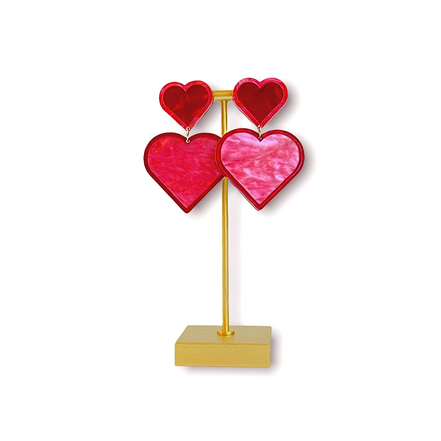 Sample Sale  Vivian Red and Pink Color Block Earrings