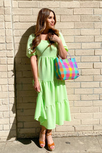Ava Lime Green Backless Dress